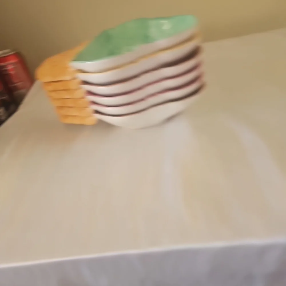 Set of 6 Ice-Cream Bowls / Dishes Stackable Ceramic Lotus 1995 Vintage - Picture 10 of 13